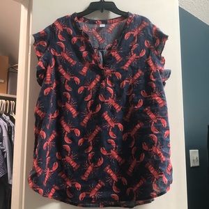 Lobster Print Linen Top